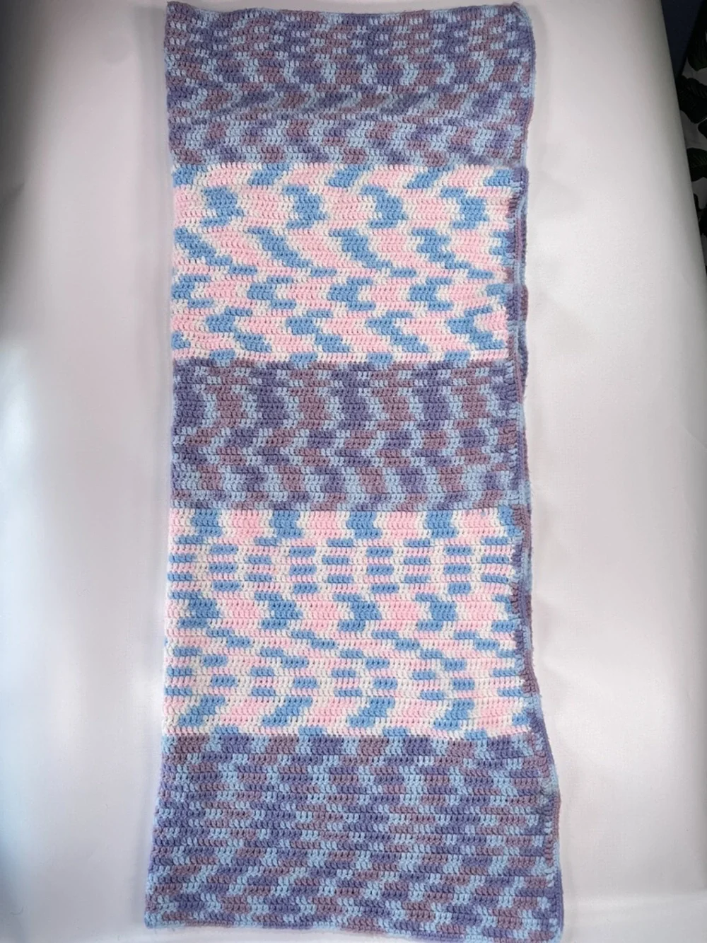 Handmade Baby Crochet Blanket Reversible Pastel Nursery Throw 40x52